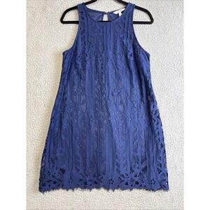 Speechless Dress Woman's Size LargeNavy Blue Sleeveless Lace Lined Shift Sheath
